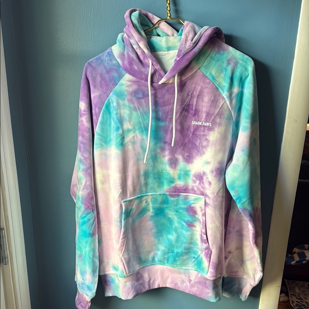 Women's Tie-Dye Hooded Sweatshirt - Purple & Teal